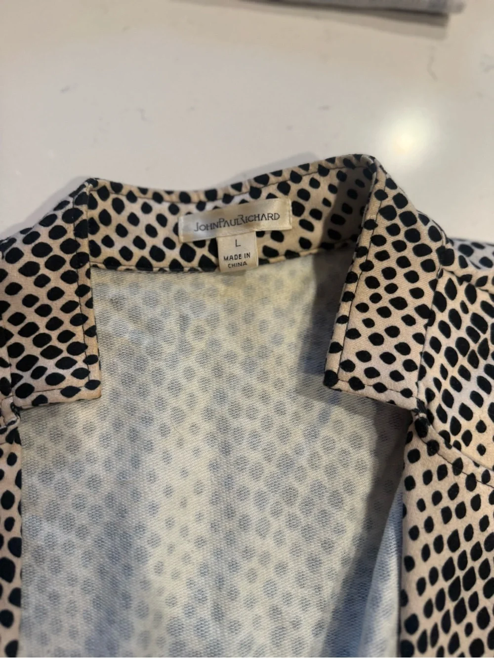 JohnPaulRichard Beige Jacket with Black Polka Dot Print